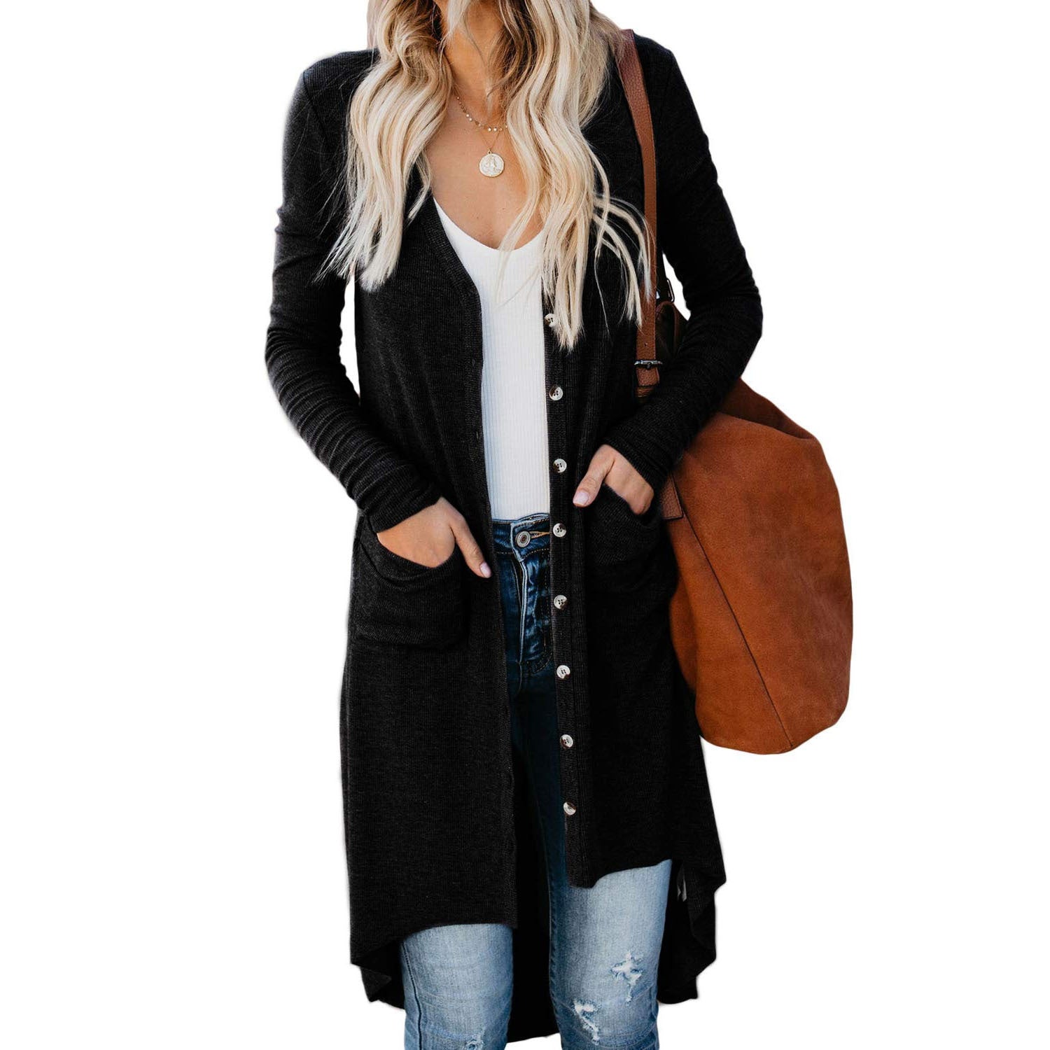 Rosgrove | Women - Long Button Cardigan with Pockets