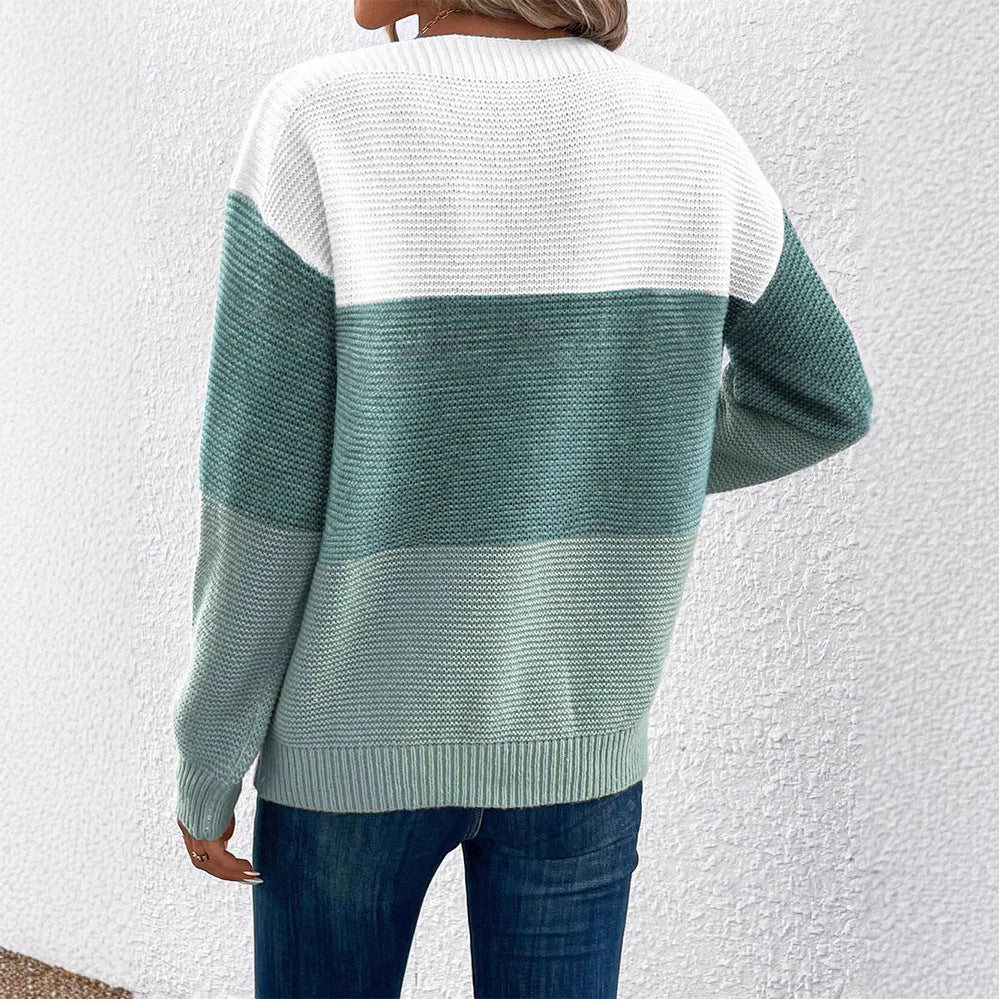 Rosgrove | Women - Stylish Colour Block Knitted Jumper - Cosy Style