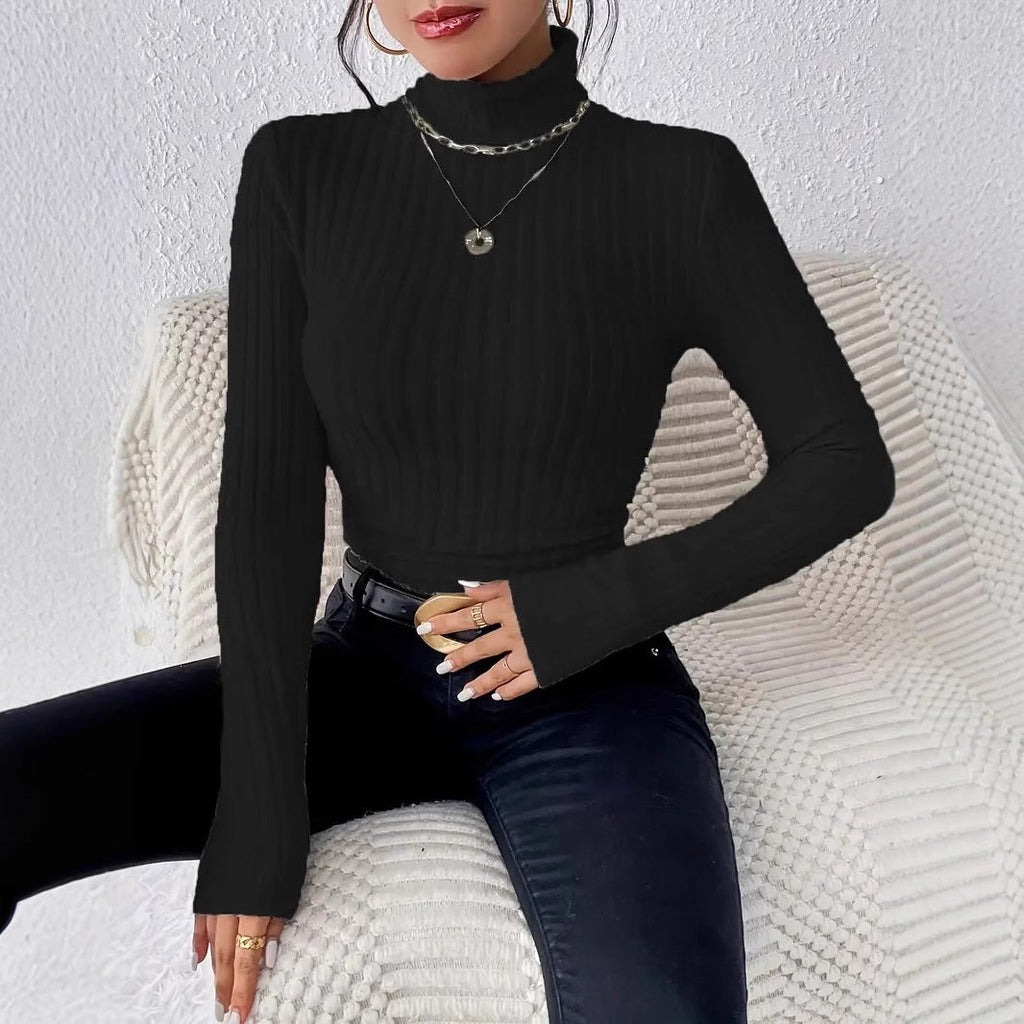 Rosgrove | Women - Long Sleeve Turtleneck Jumper - Fine Rib Knit Design