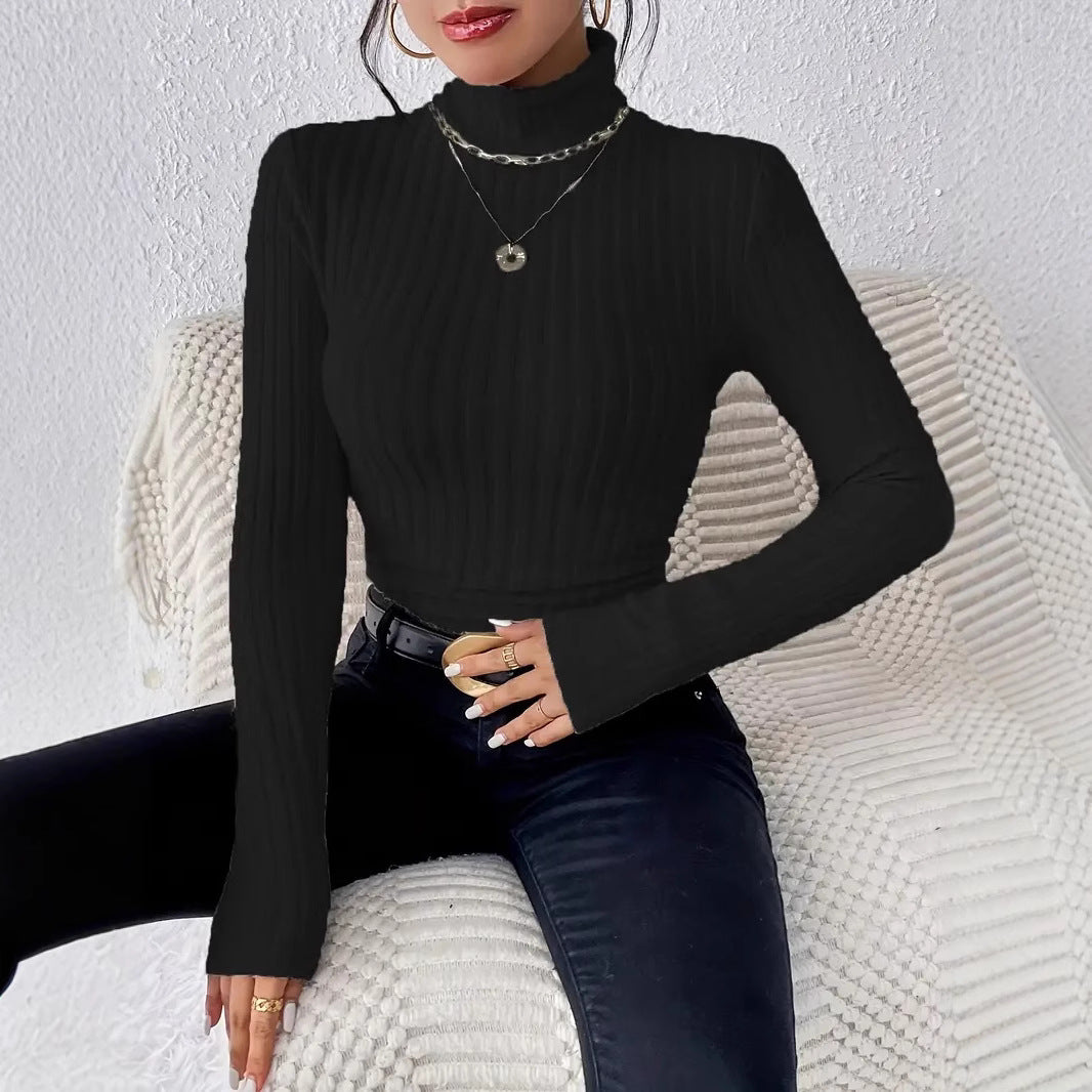 Rosgrove | Women - Long Sleeve Turtleneck Jumper - Fine Rib Knit Design