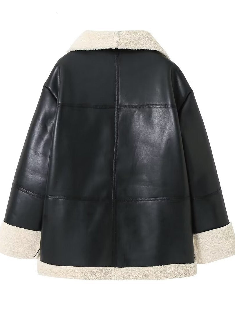 Rosgrove | Women - Faux Leather Jacket - Fleece Lining