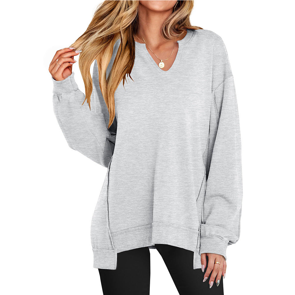 Rosgrove | Women - Casual V-Neck Pullover with Oversized Sleeves