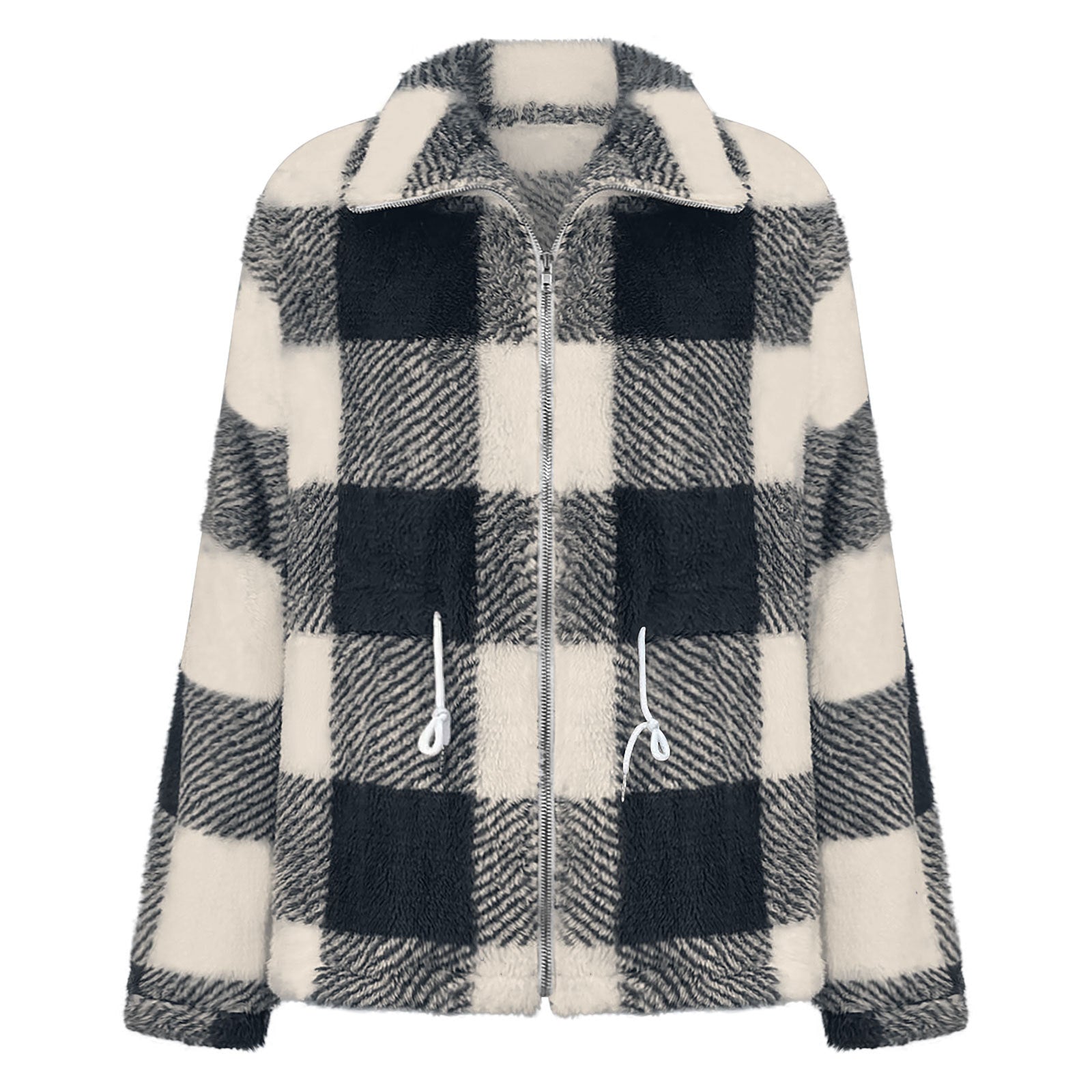Rosgrove | Women -  Checked Plush Jacket with Zip Closure