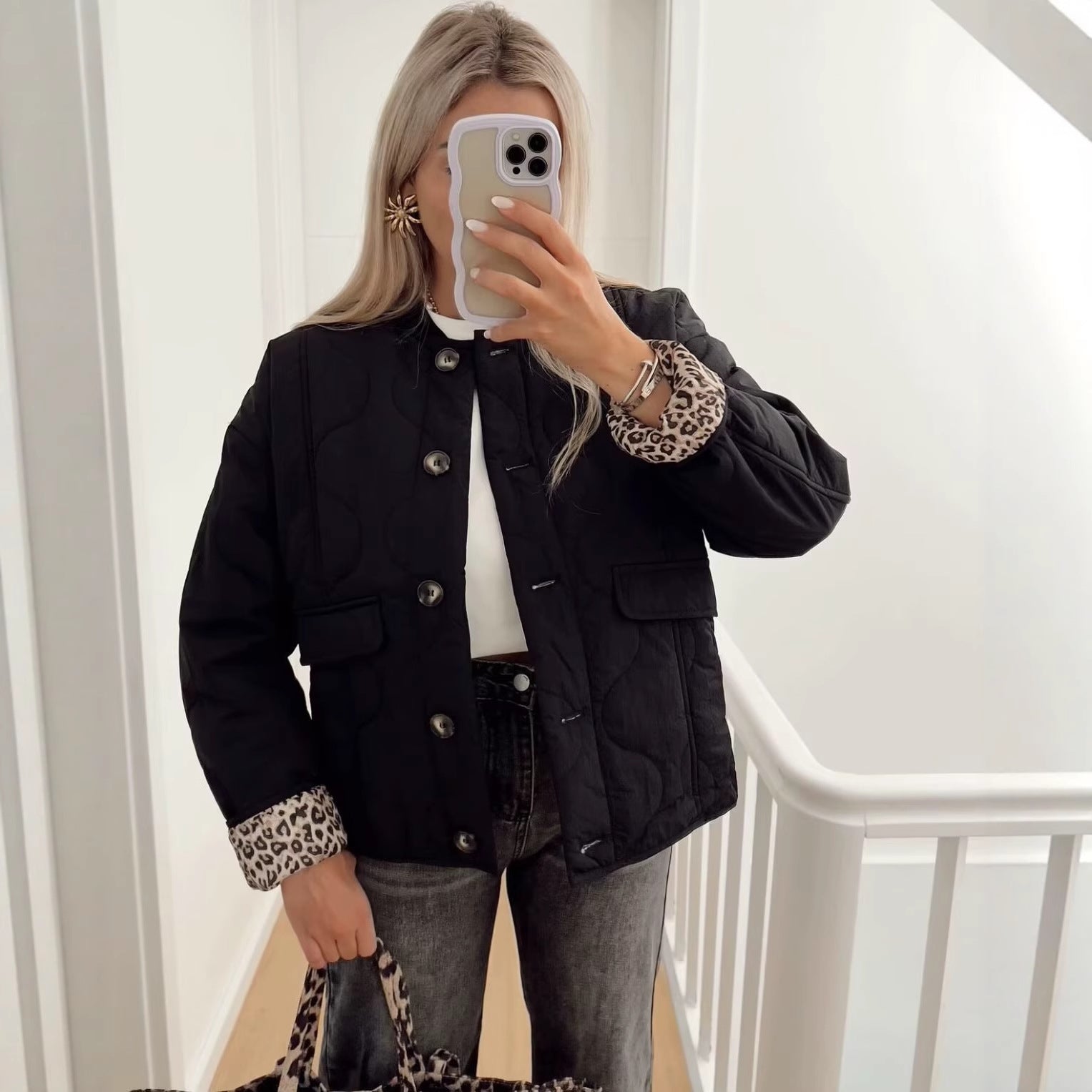 Rosgrove | Women - Oversized Casual Jacket - Quilted Design