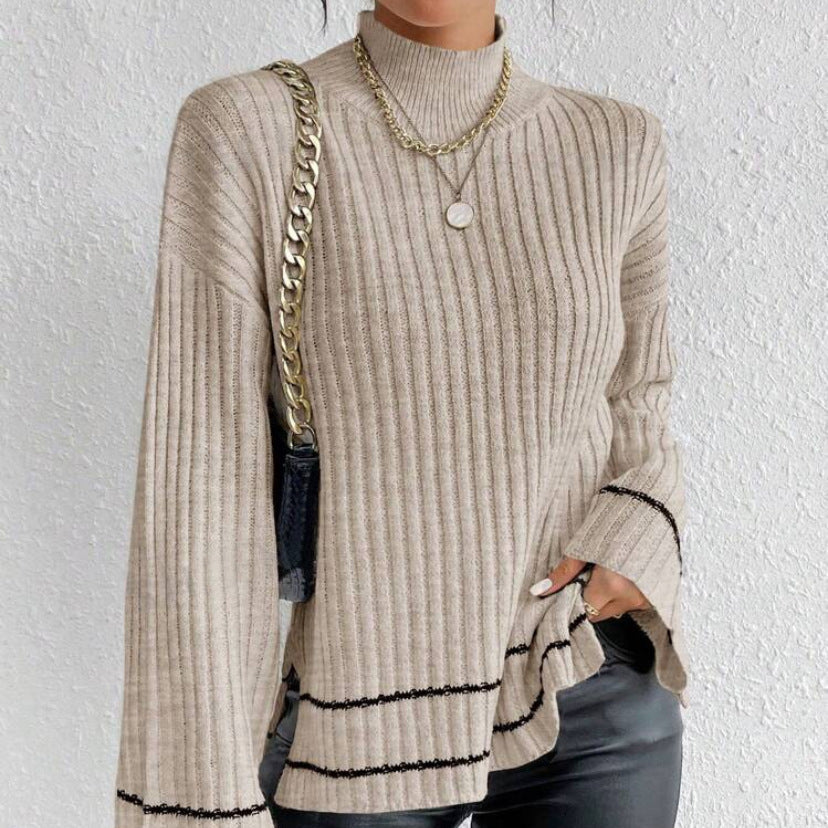 Rosgrove | Women - Loose Fit Jumper - Ribbed Bell Sleeve Design