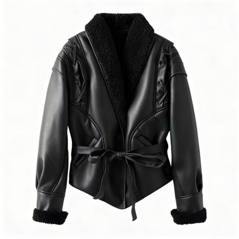 Rosgrove | Women - Faux Leather Jacket with Teddy Lining
