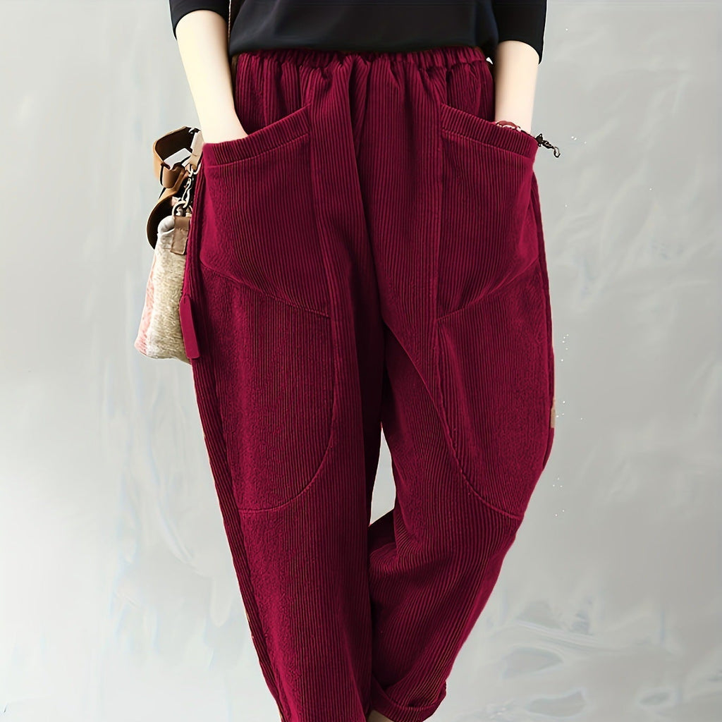 Rosgrove | Women - Loose Fit Corduroy Trousers with Pockets