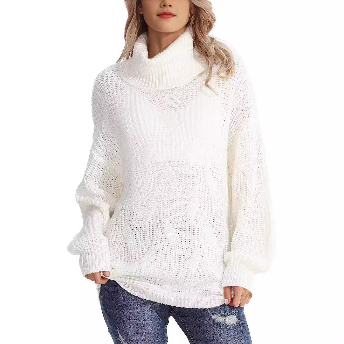 Rosgrove | Women - Cable Pattern Knitted Jumper - High Collar