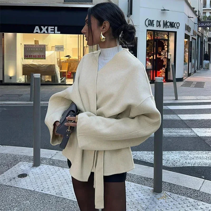 Rosgrove | Women - Oversized Wrap Jacket - Wide Sleeves Style