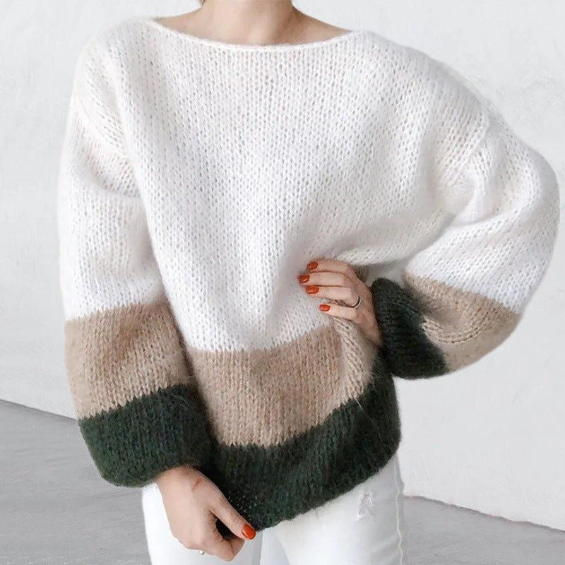 Rosgrove | Women - Chunky Knit Jumper - Modern Block Pattern