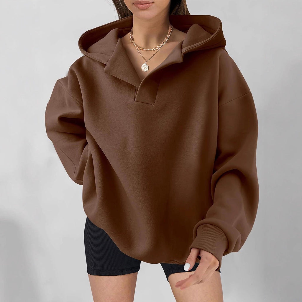 Rosgrove | Women - Oversized Hooded Jumper with V-Neck