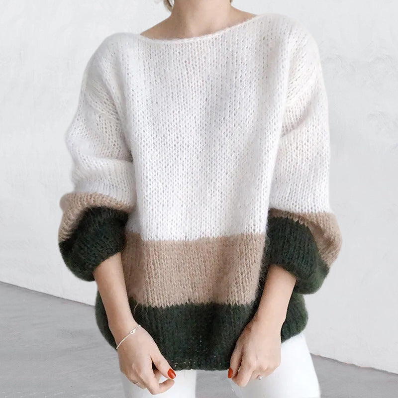 Rosgrove | Women - Chunky Knit Jumper - Modern Block Pattern