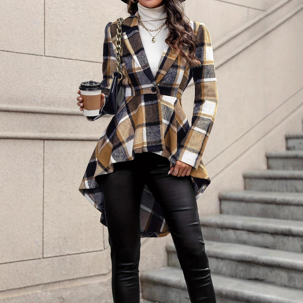 Rosgrove | Women - Check Pattern Jacket - Asym Hem