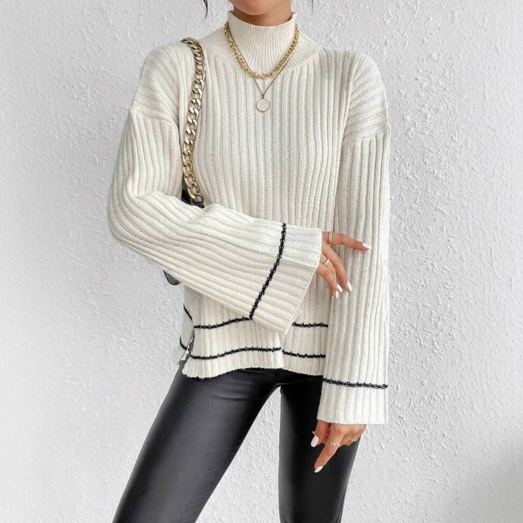 Rosgrove | Women - Loose Fit Jumper - Ribbed Bell Sleeve Design