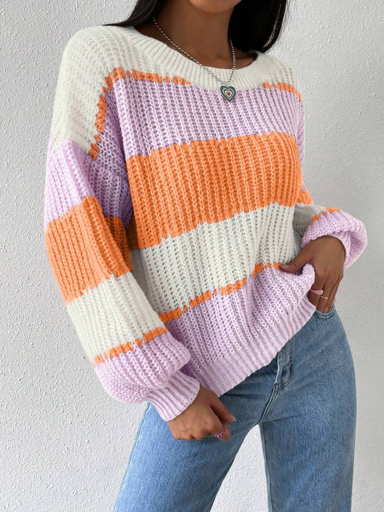 Rosgrove | Women - Crewneck Knit Jumper - Striped Design