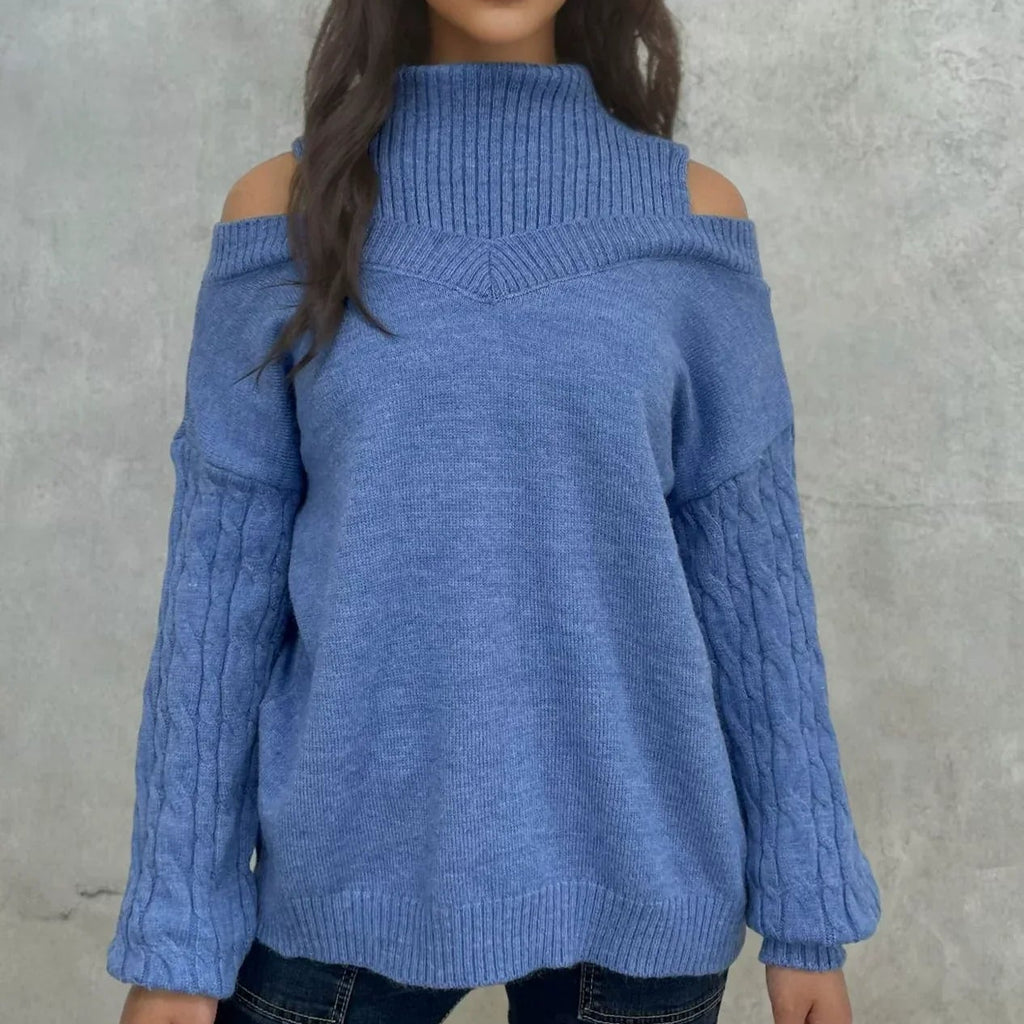 Rosgrove | Women - Off-Shoulder Cable Knit Jumper - Relaxed Fit