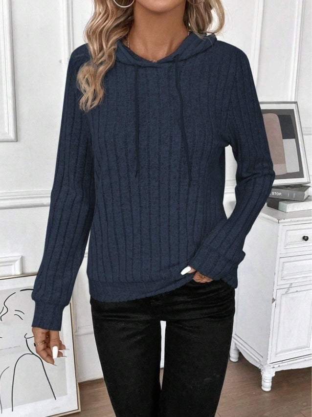Rosgrove | Women - Ribbed Design Fleece Hoodie - Cosy Style