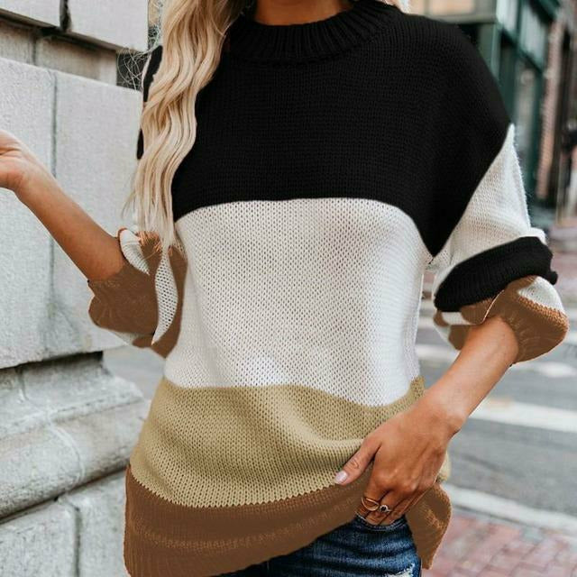 Rosgrove | Women - Striped Knit Jumper - Double Stitch Style