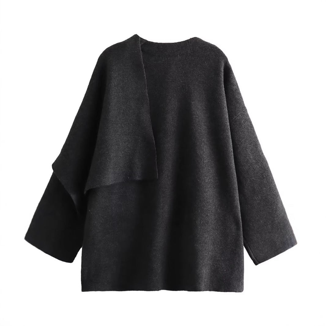 Rosgrove | Women - Wool Cape Jacket - Asymmetric Style