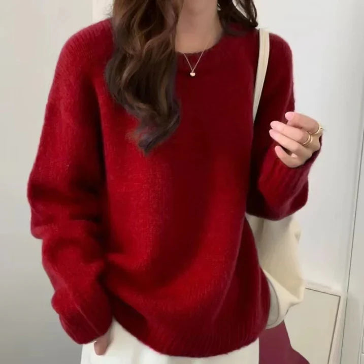 Rosgrove | Women - Cozy Oversized Knit Jumper - Round Neck