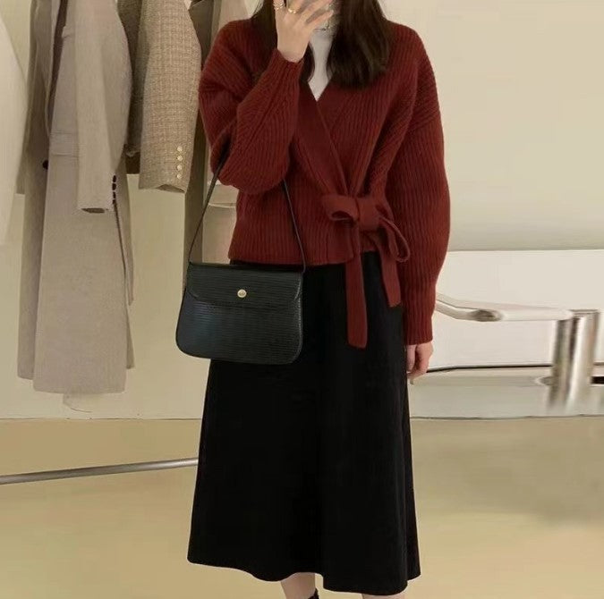 Rosgrove | Women - Wrap Cardigan - Wide Sleeves & Waist Belt