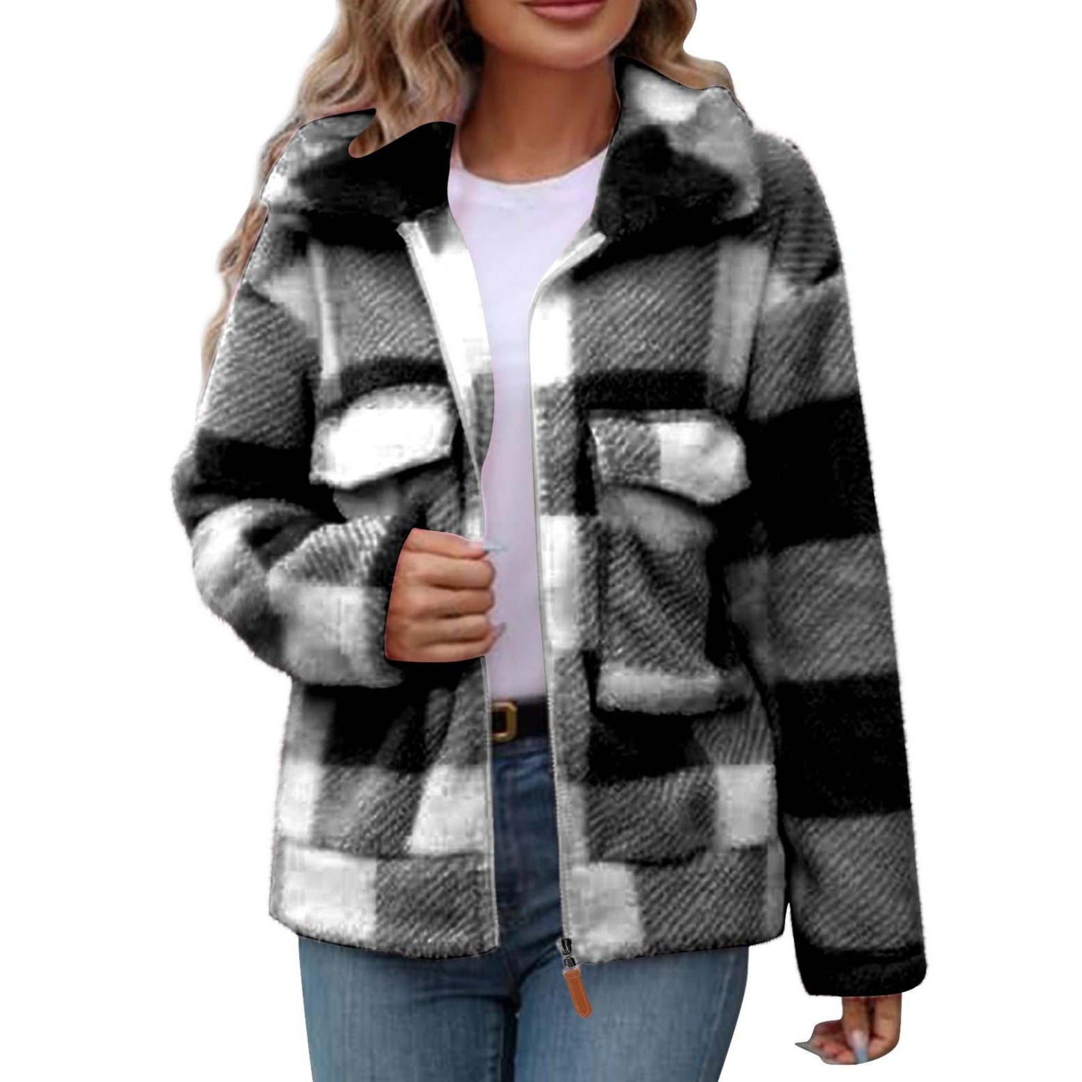 Rosgrove | Women - Fleece Jacket - Check Pattern
