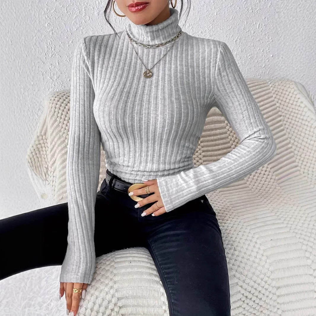 Rosgrove | Women - Long Sleeve Turtleneck Jumper - Fine Rib Knit Design