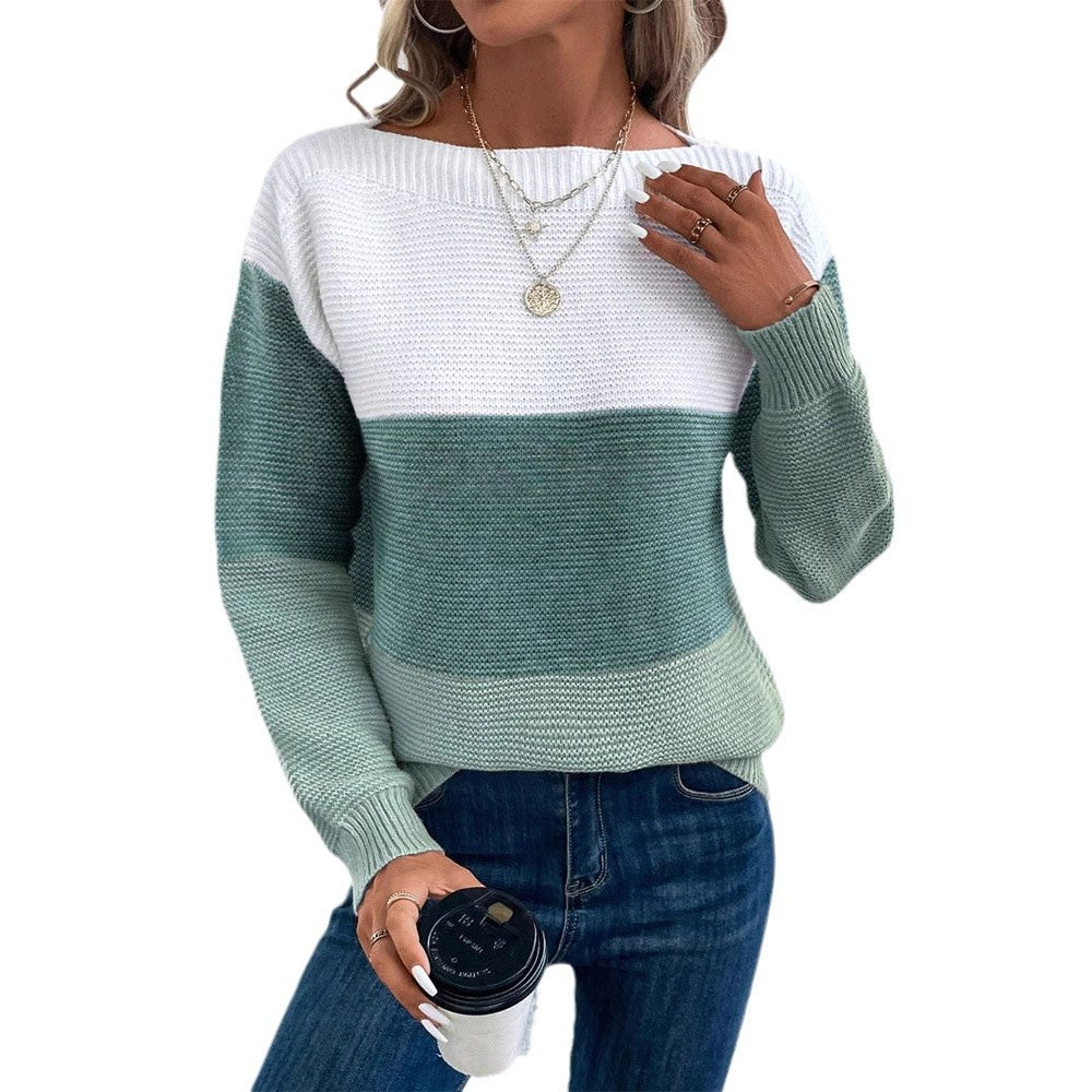 Rosgrove | Women - Stylish Colour Block Knitted Jumper - Cosy Style