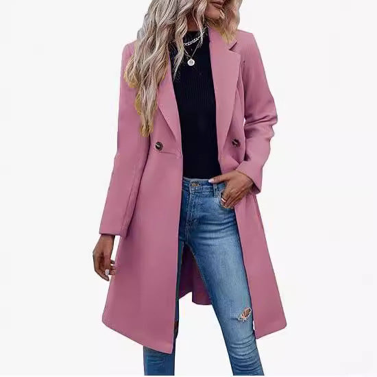 Rosgrove | Women - Elegant Wrap Coat - Double Button Placket
