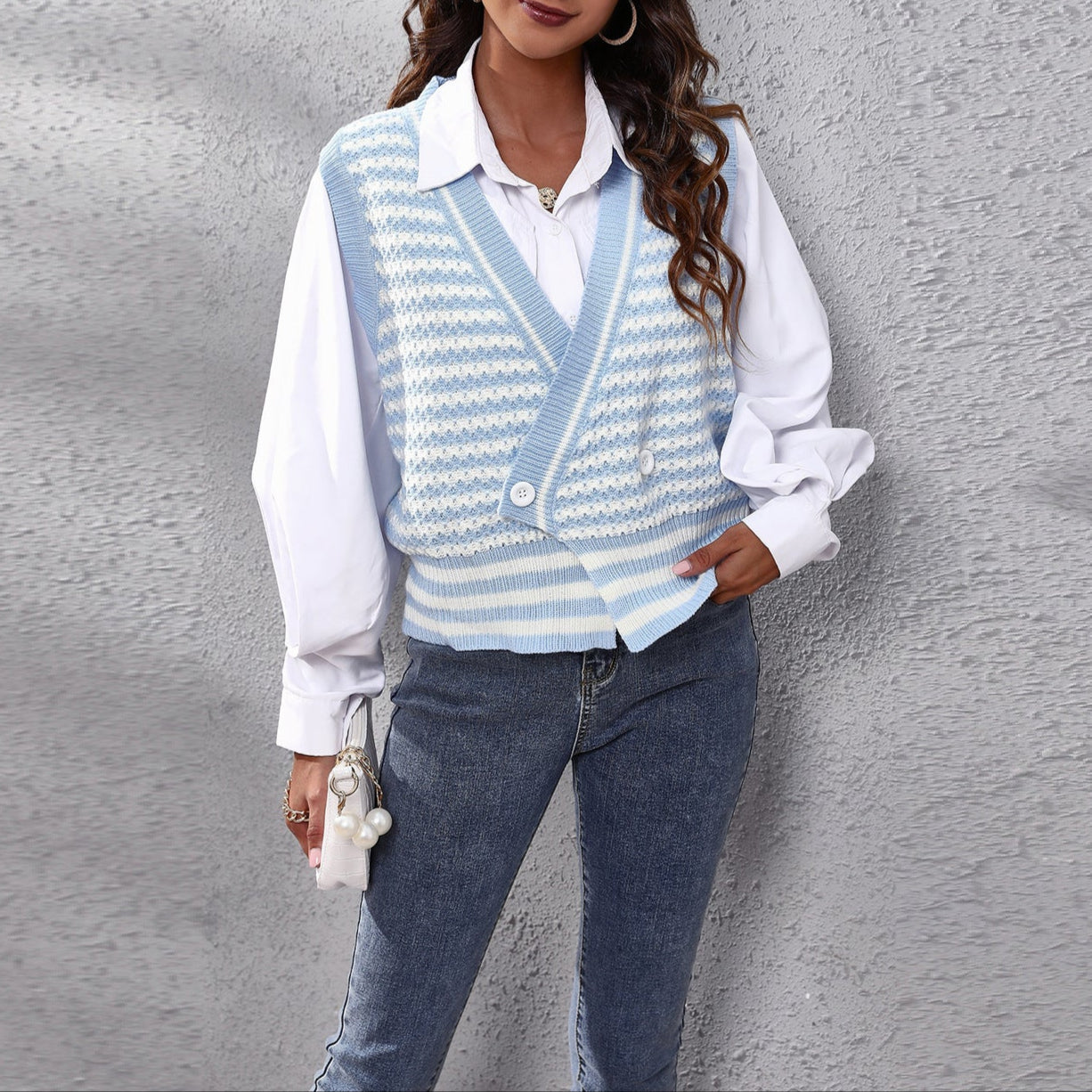 Rosgrove | Women - Knitted Waistcoat - Zigzag Design