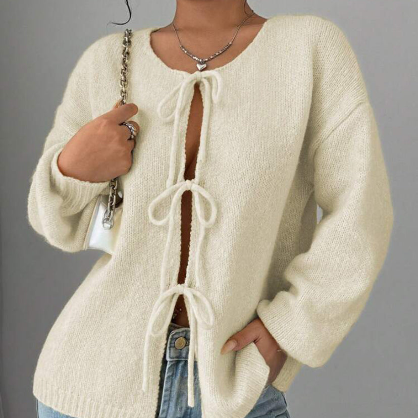 Rosgrove | Women - Oversized Knitted Lace-Up Jumper