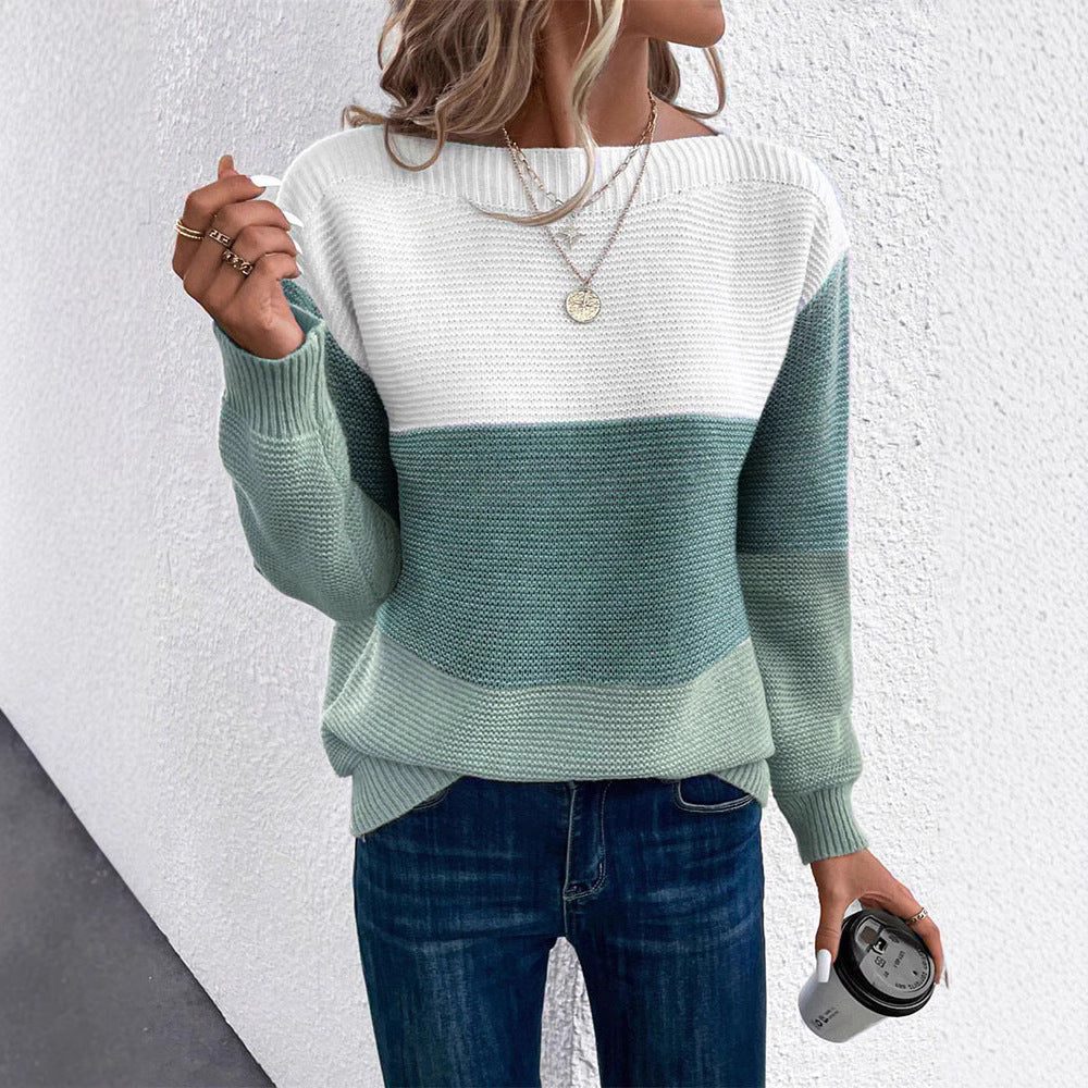 Rosgrove | Women - Stylish Colour Block Knitted Jumper - Cosy Style