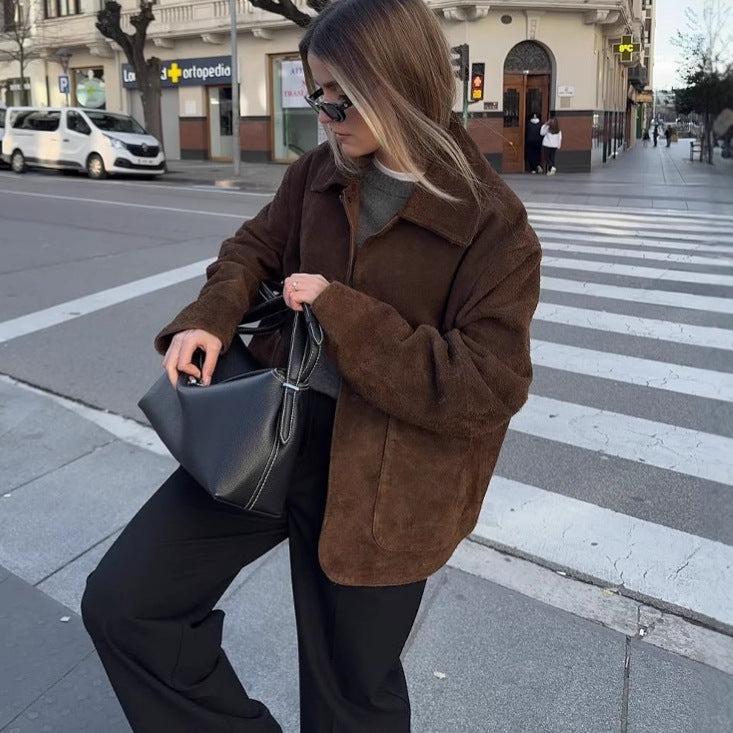 Rosgrove | Women - Oversized Teddy Jacket - Button Closure