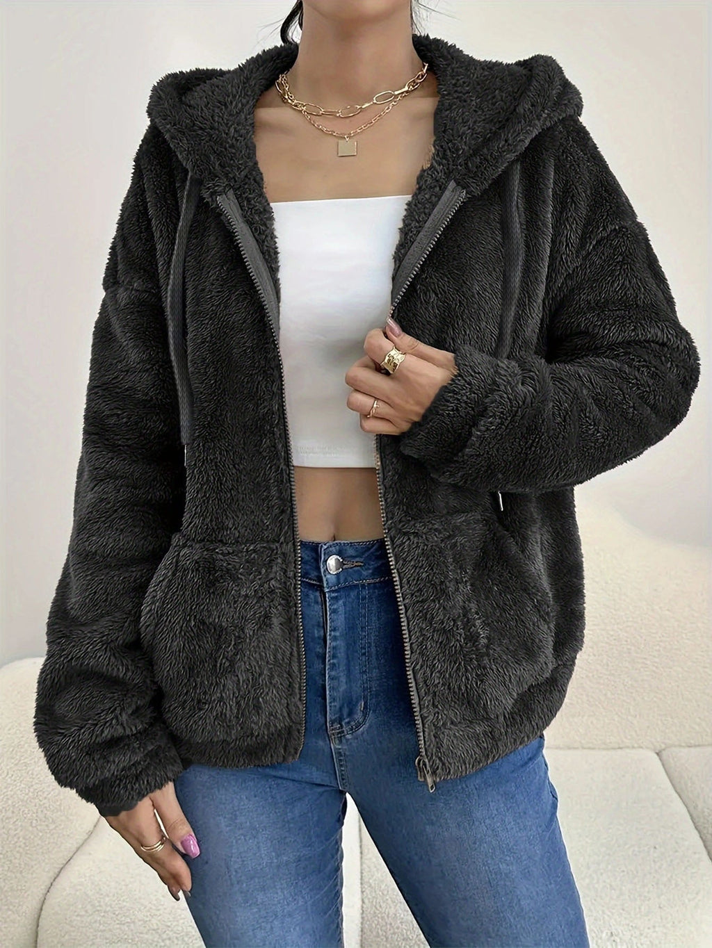 Rosgrove | Women - Cozy Fleece Jacket with Hood & Pockets