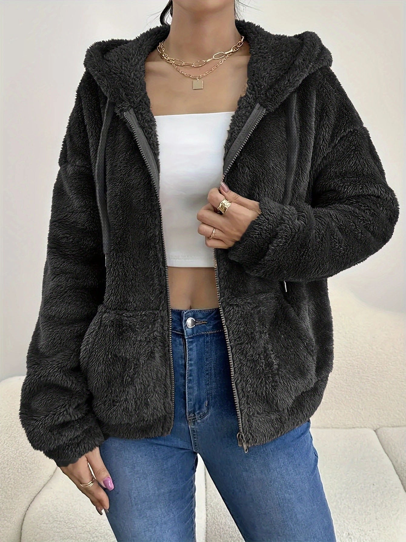 Rosgrove | Women - Cozy Fleece Jacket with Hood & Pockets