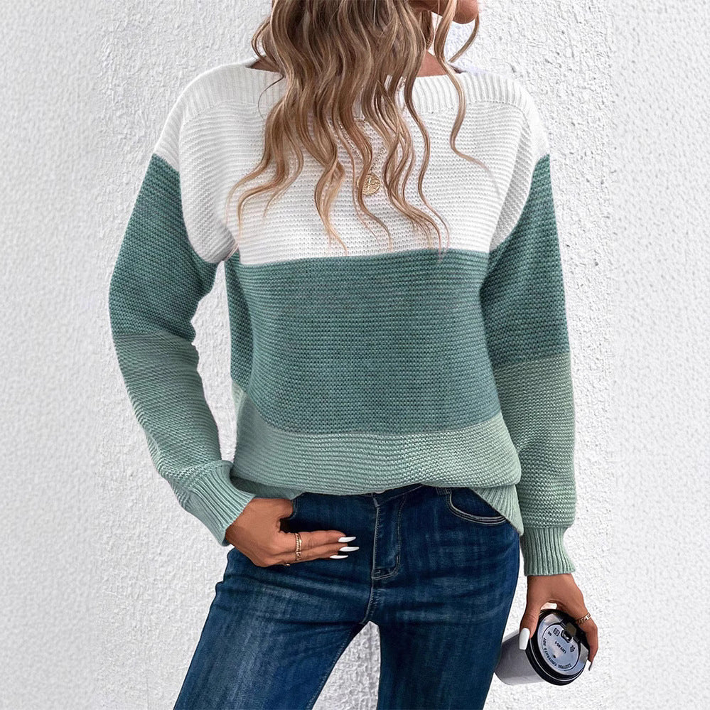 Rosgrove | Women - Stylish Colour Block Knitted Jumper - Cosy Style