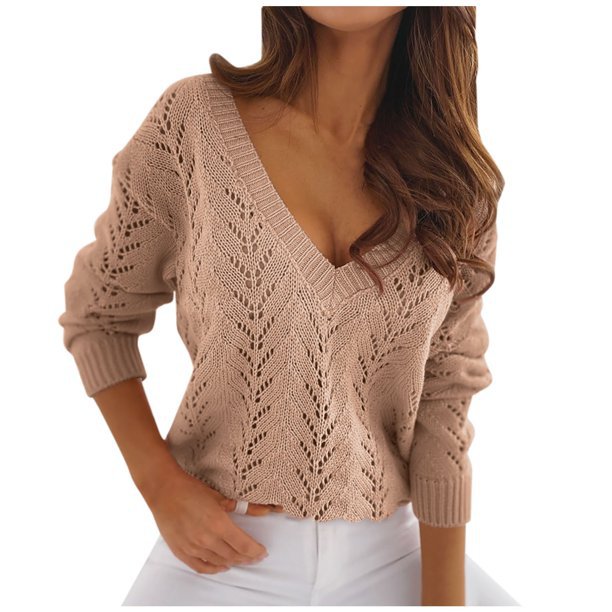 Rosgrove | Women - Knitted Jumper - V-Neck Crochet