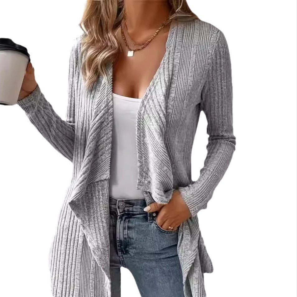 Rosgrove | Women - Casual Cosy Cardigan - Asymmetric Hem