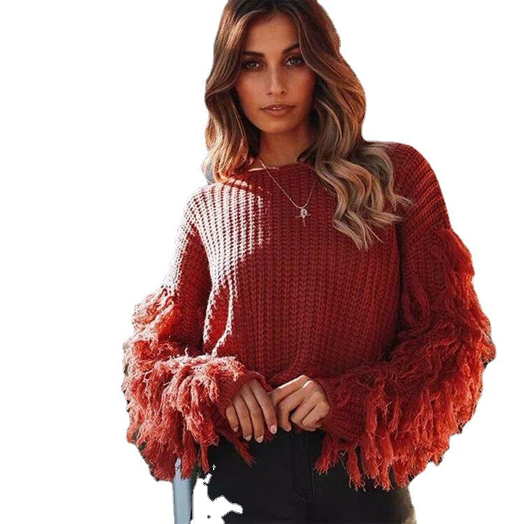 Rosgrove | Women - Cosy Knitted Jumper - Fringed Sleeves
