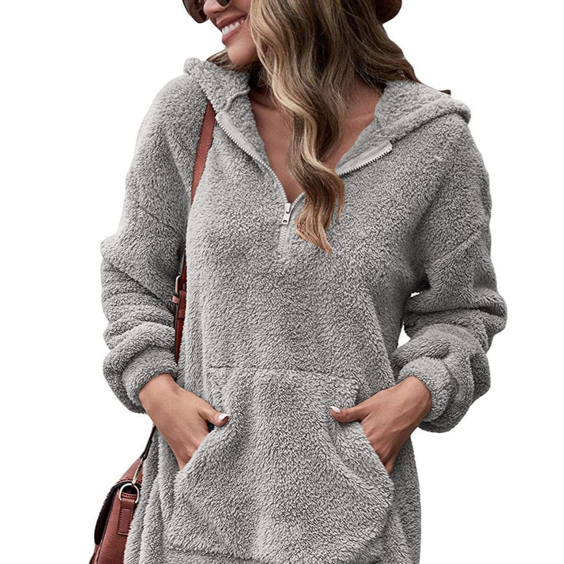 Rosgrove | Women - Cosy Hoodie Dress - Half Zip Style