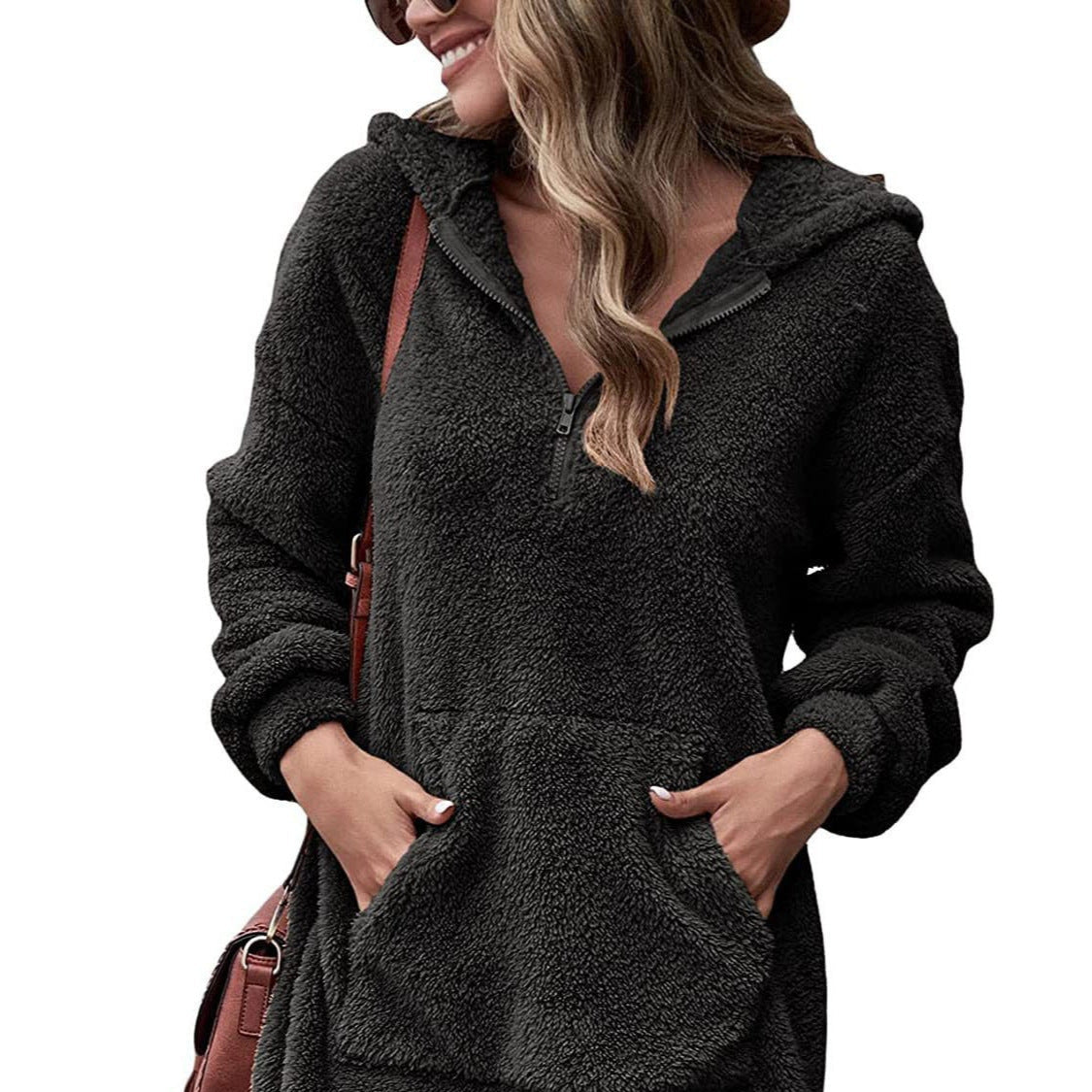 Rosgrove | Women - Cosy Hoodie Dress - Half Zip Style
