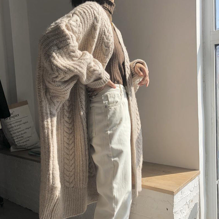 Rosgrove | Women - Oversized Chunky Knit Cardigan - Diamond Pattern