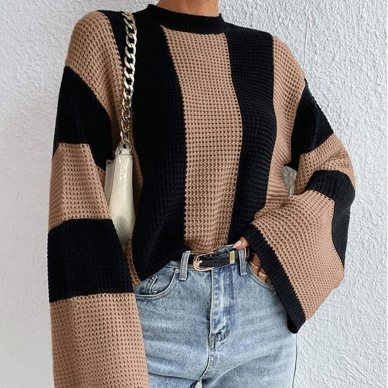 Rosgrove | Women - Wide Sleeves Knit Jumper - Honeycomb Pattern