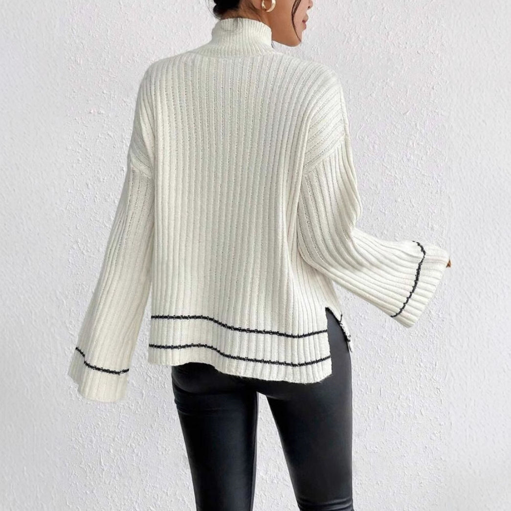 Rosgrove | Women - Loose Fit Jumper - Ribbed Bell Sleeve Design