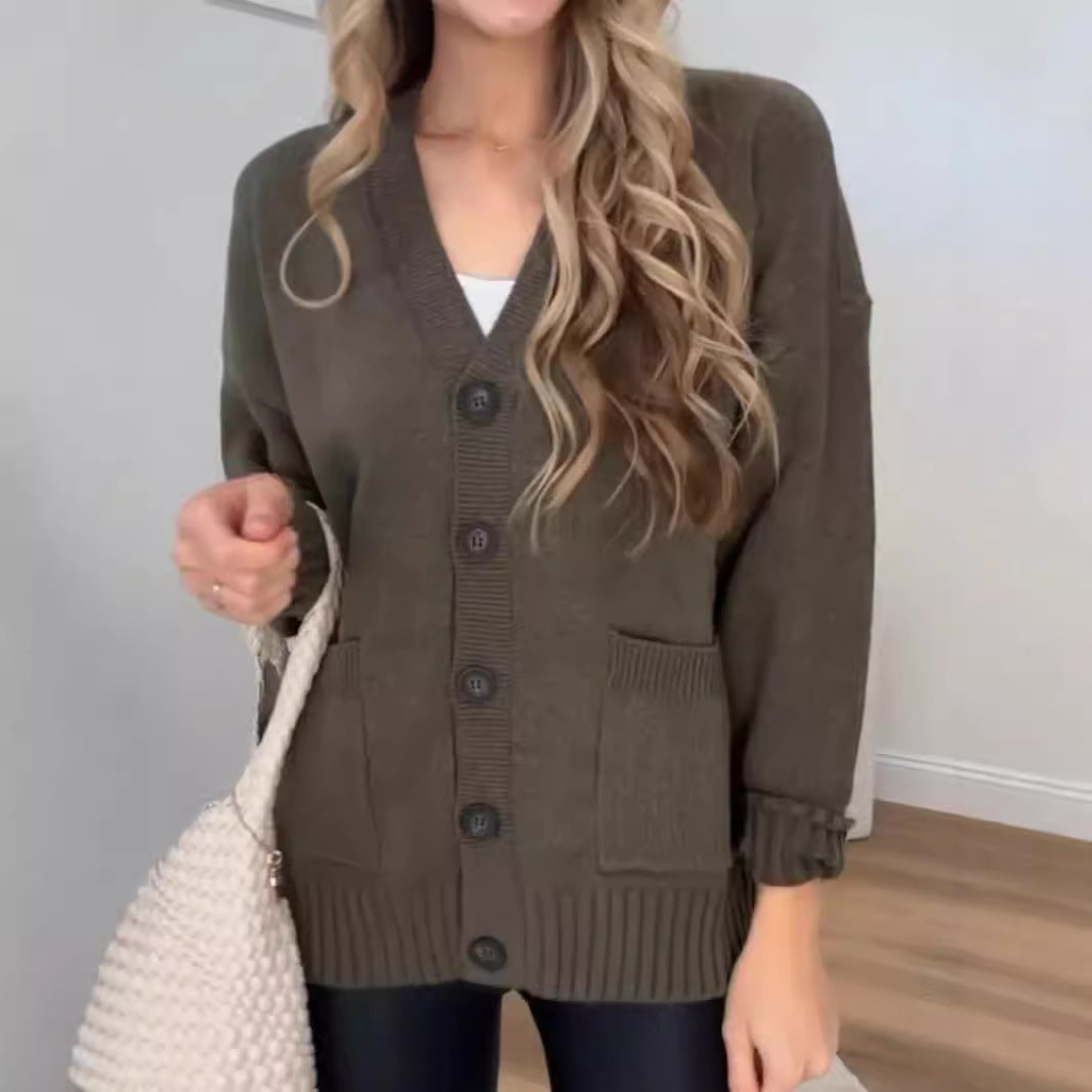 Rosgrove | Women - Cosy Cardigan -  Modern Buttons Design