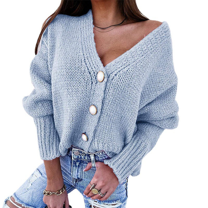 Rosgrove | Women - Casual V-Neck Cardigan with Button Details