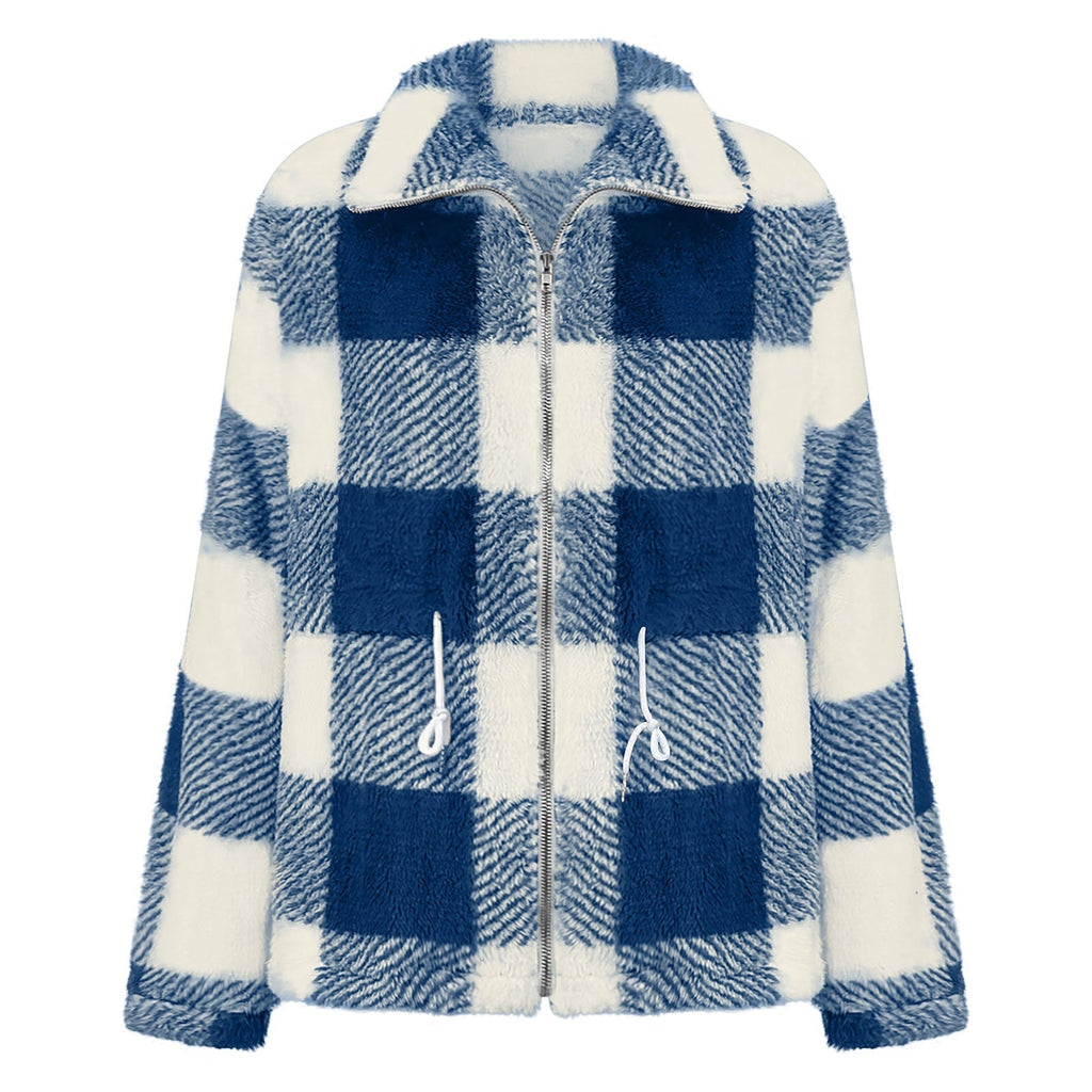 Rosgrove | Women -  Checked Plush Jacket with Zip Closure