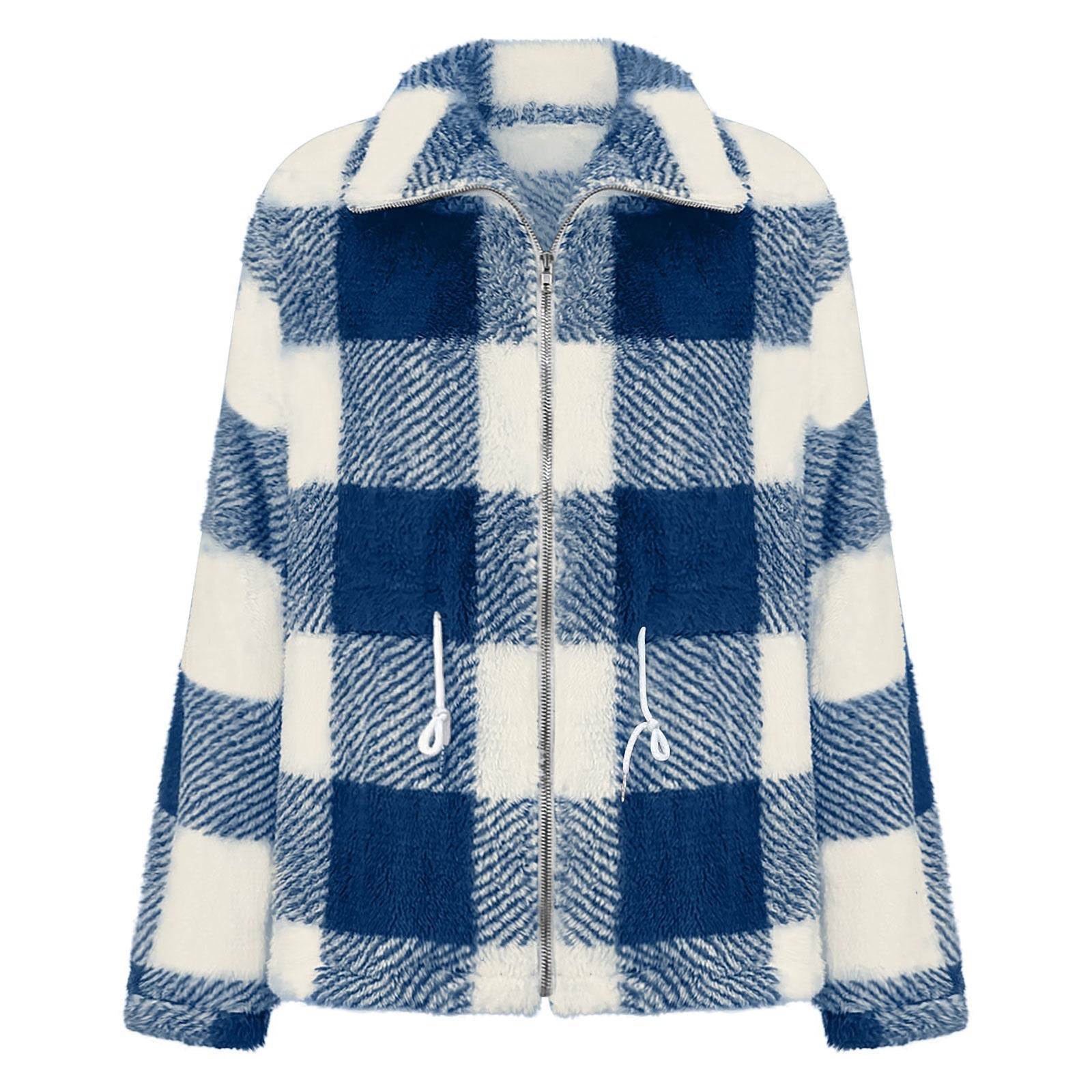 Rosgrove | Women -  Checked Plush Jacket with Zip Closure