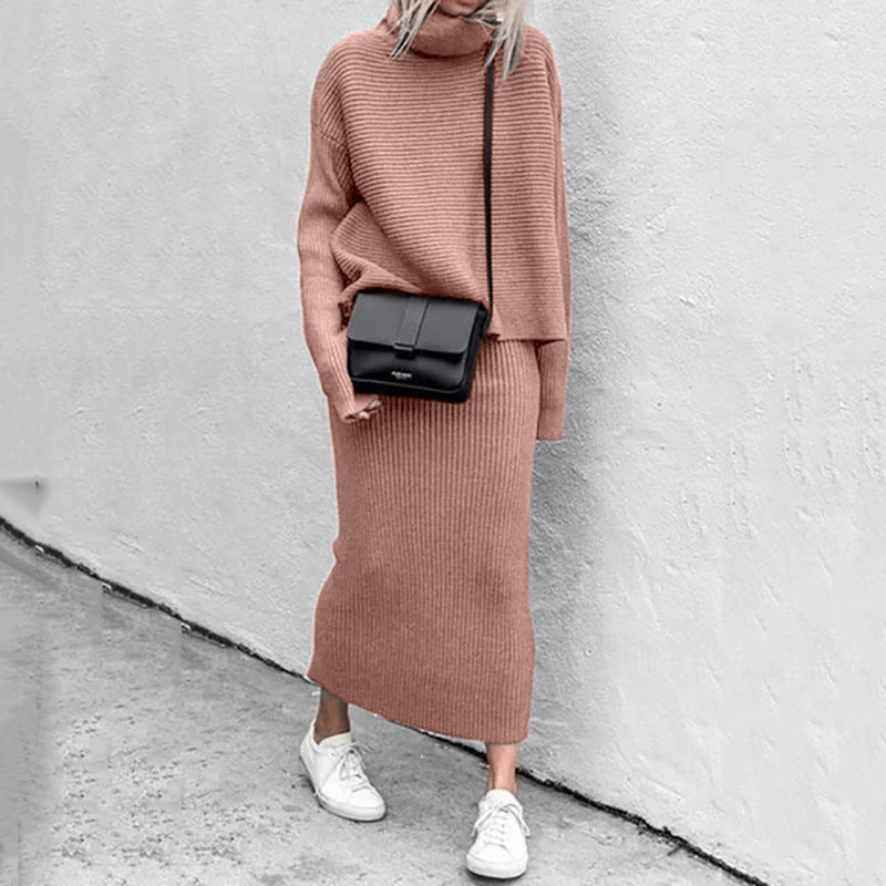 Rosgrove | Women - Turtleneck Knitted Co-Ord Set - Ribbed Style