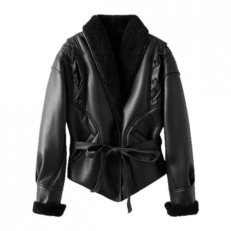 Rosgrove | Women - Faux Leather Jacket with Teddy Lining